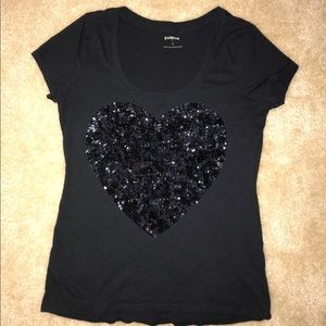Express Top with Sequins Heart